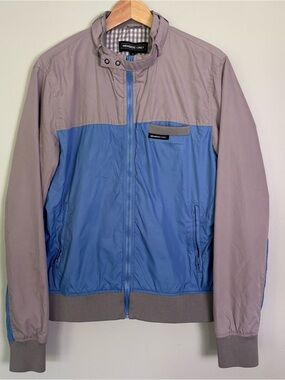 Vintage Members Only Color Block Bomber Racer Jacket-Gray/Blue-Men's Medium